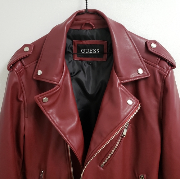 Guess | Jackets & Coats | Guess Red Leather Jacket | Poshmark